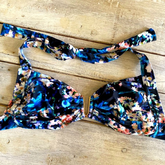 Badgley Mischka Floriana Bikini Top Halter Style w Rose Gold U Bar - Picture 3 of 14